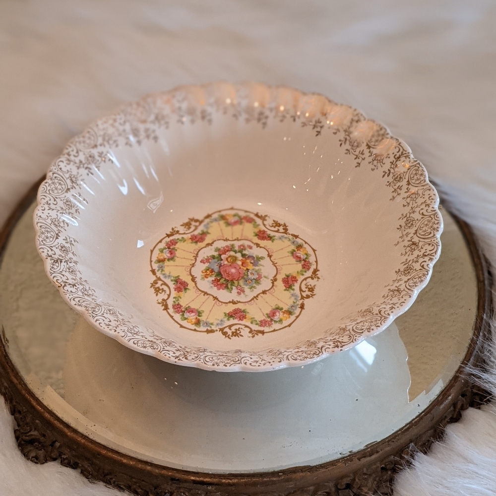 Vtg American Limoges 24K Gold Toledo Delight Bowl